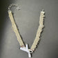 Dior Vintage 80’s beaded jewelry set bracelets necklace bow tie cream silver color 
