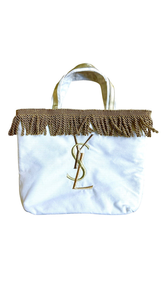 Yves Saint Laurent White Cloth Tote