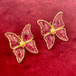 Pendientes de mariposa rosa de diseño vintage