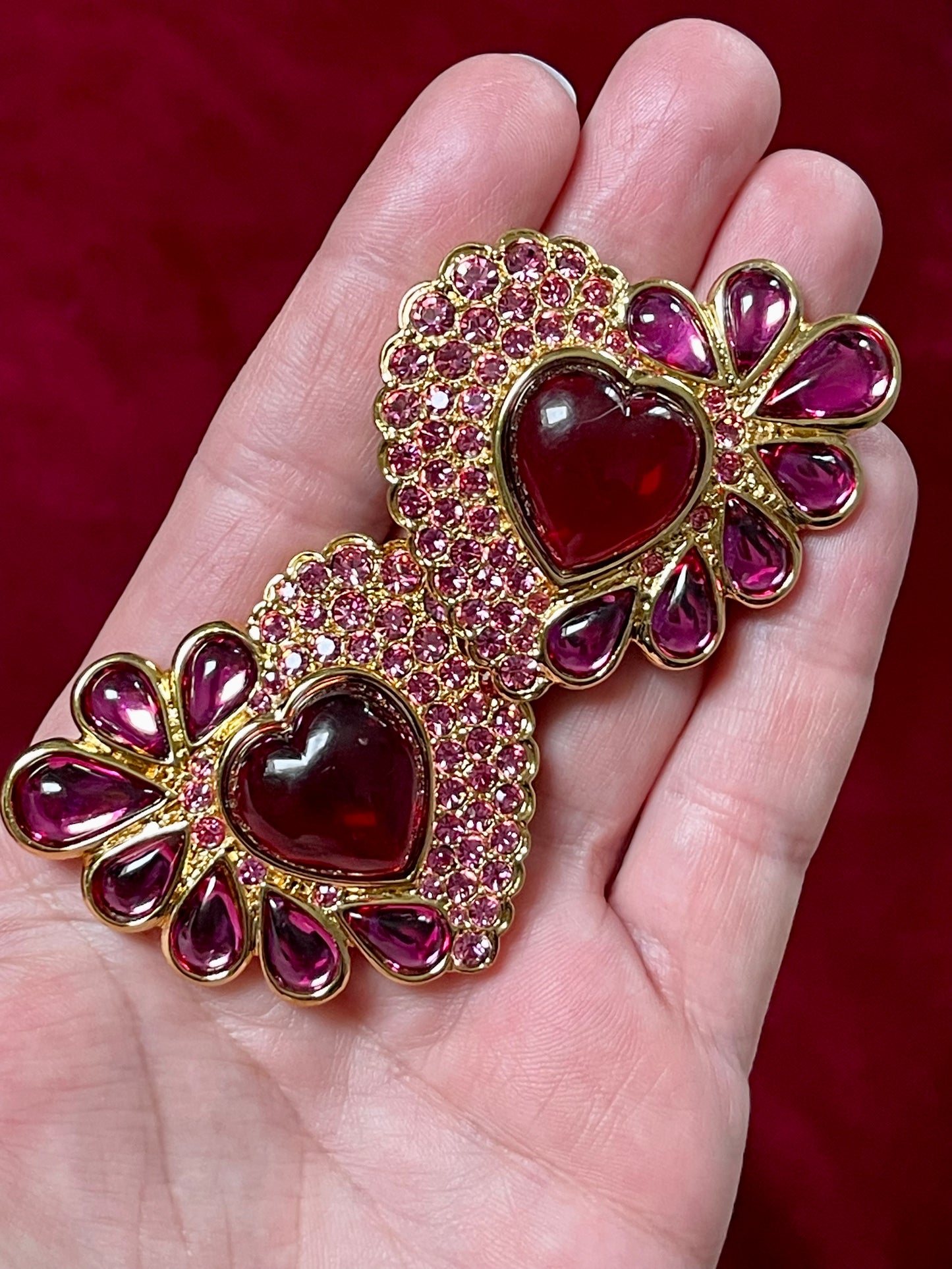 Boucles d'oreilles violettes et rouges vintage authentiques rares