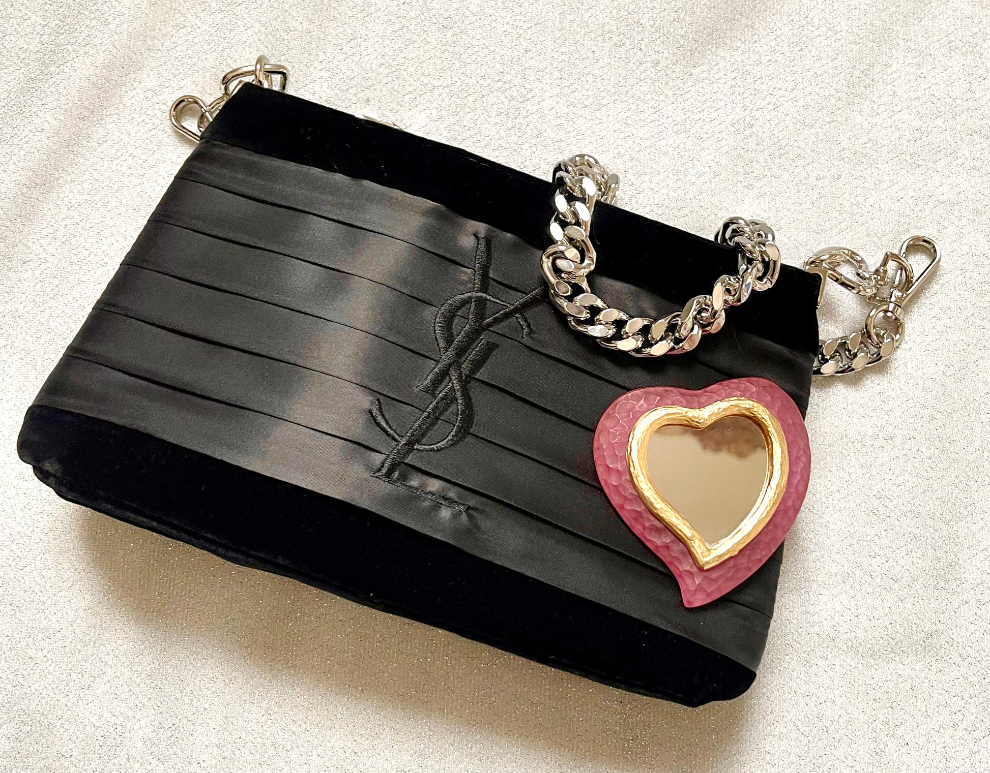 Black Satin Velvet Yves Saint Laurent Bag ByR