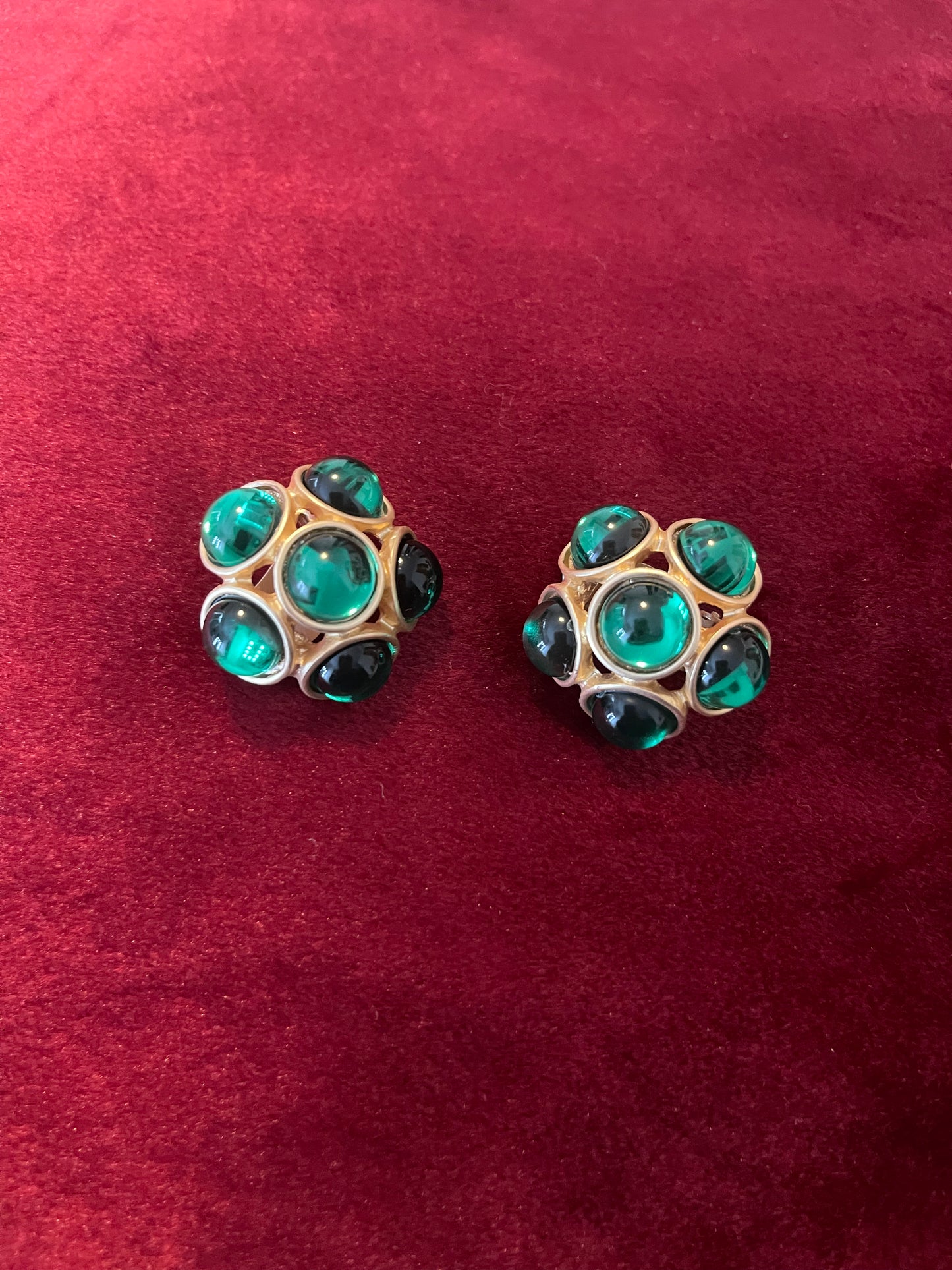 Boucles d'Oreilles Bouton Vert Inspiration YSL