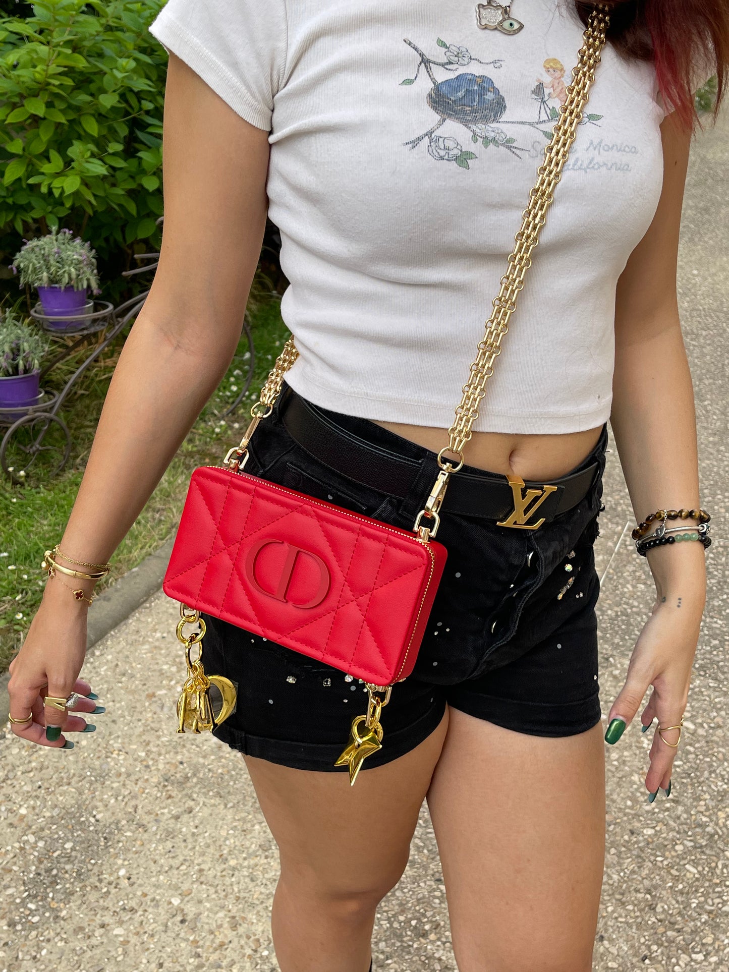 Up cycled red Dior clutch