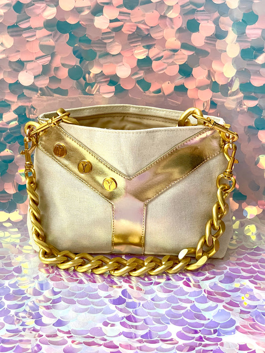 Shimmer Gold Beige Cloth Pouch Customized