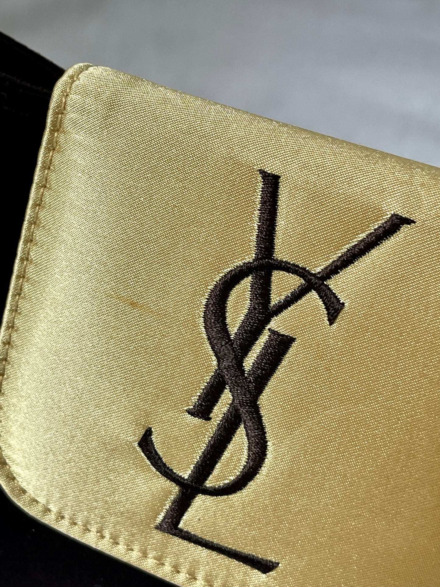 Brown velvet YSL clutch bag