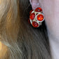 Set of red button earrings / YSL red pin