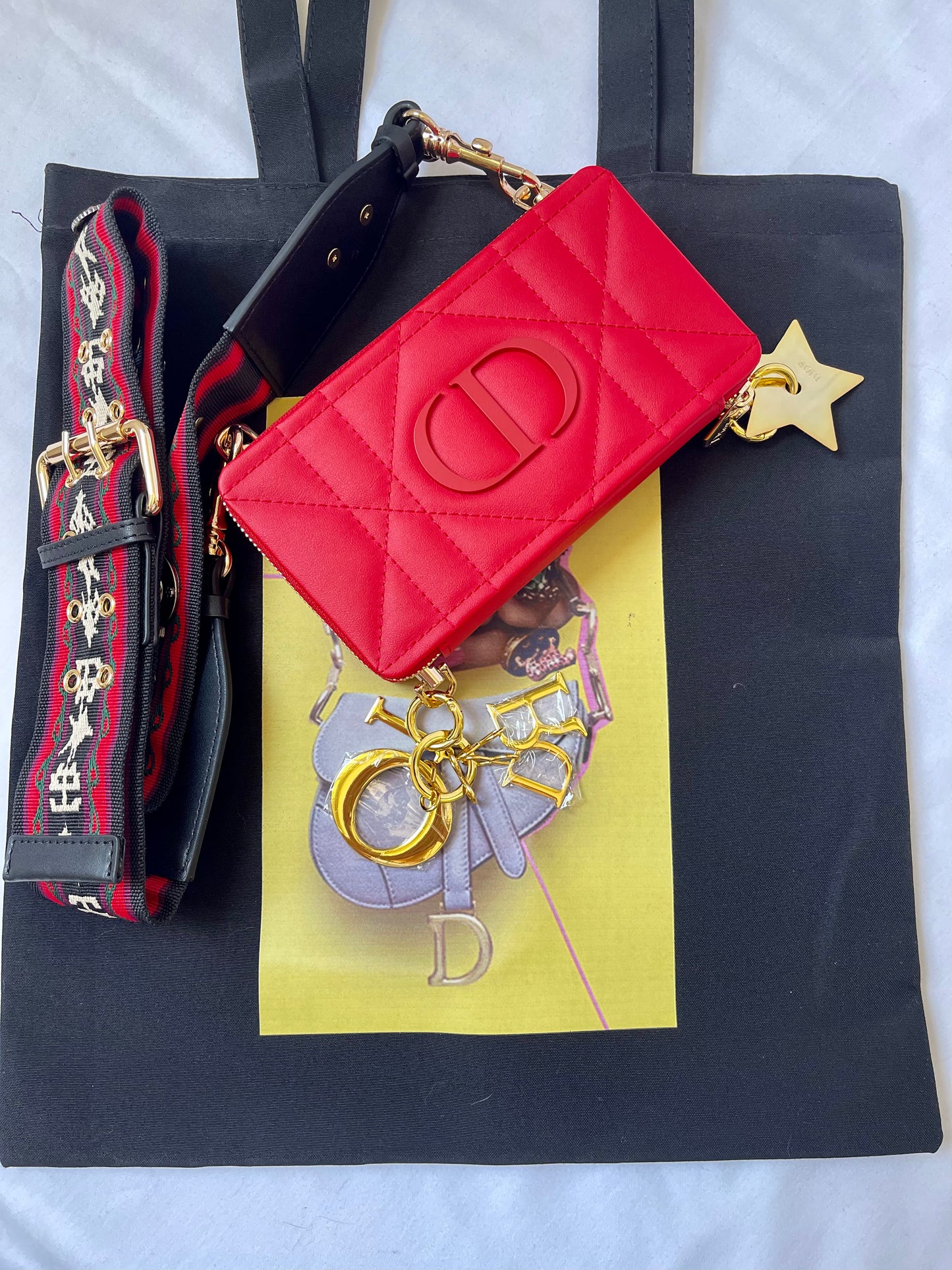 Up cycled red Dior clutch