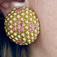 YSL Authentic Round Gold Color & Pink Crystals
