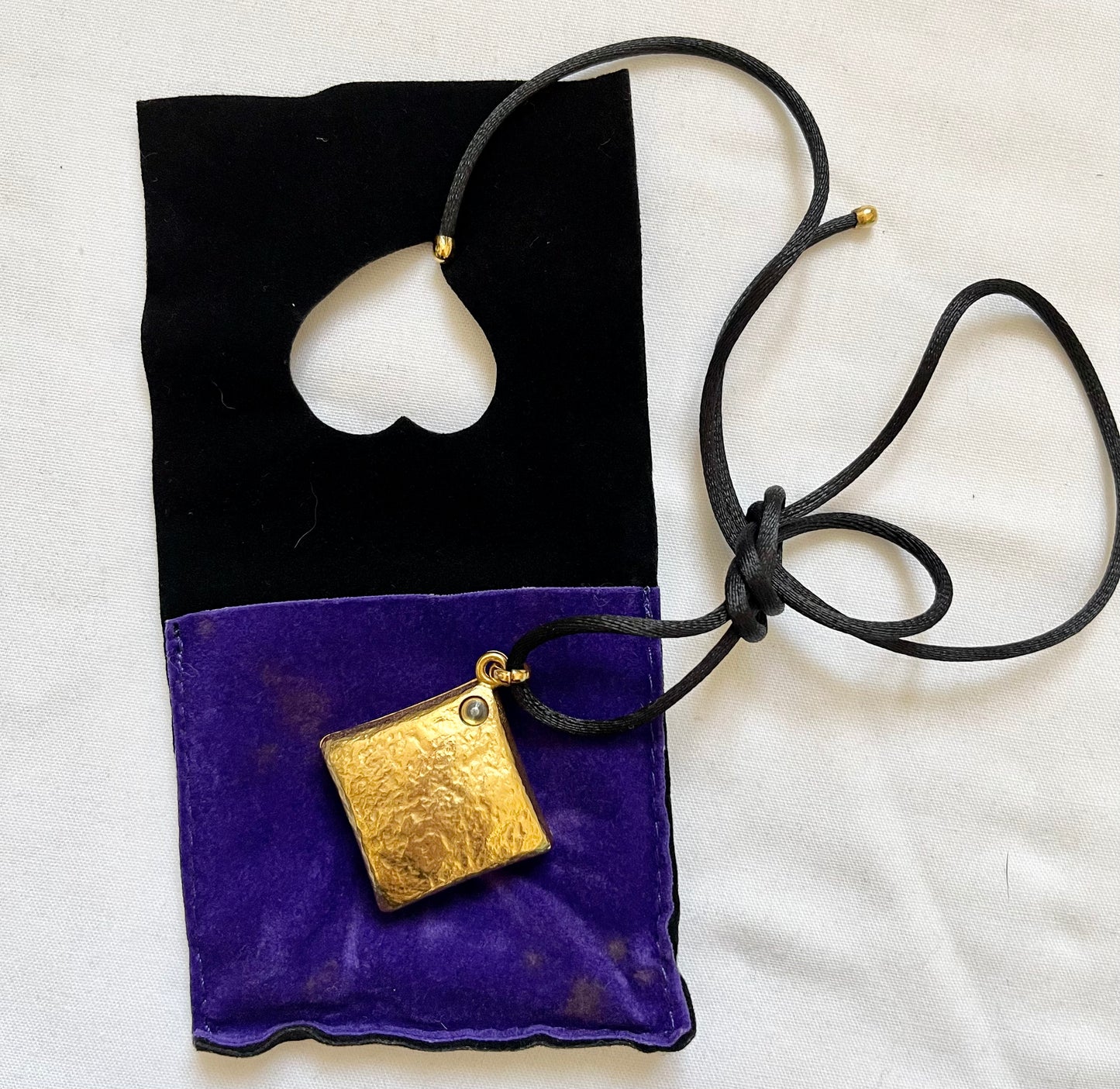 YSL Heart Solid Vintage Opium Perfume Pendant Necklace