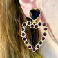 Boucles d'oreilles cristal coeur violet