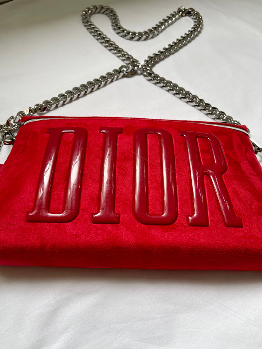 Up cycled red Dior velvet pouch