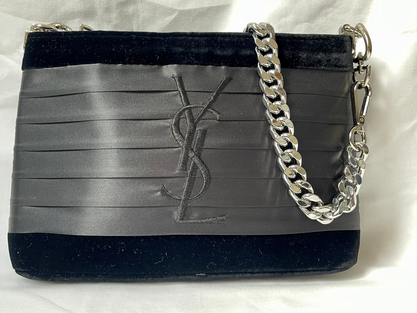 Black Satin Velvet Yves Saint Laurent Bag