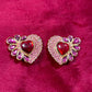 Pendientes vintage auténticos raros de color púrpura y rojo