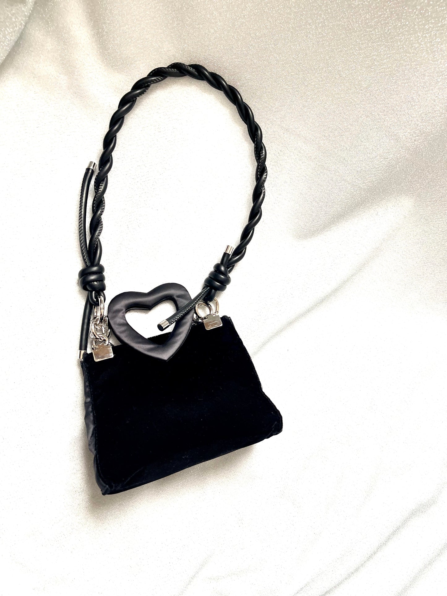 Heart Velvet and satin YSL mini bag