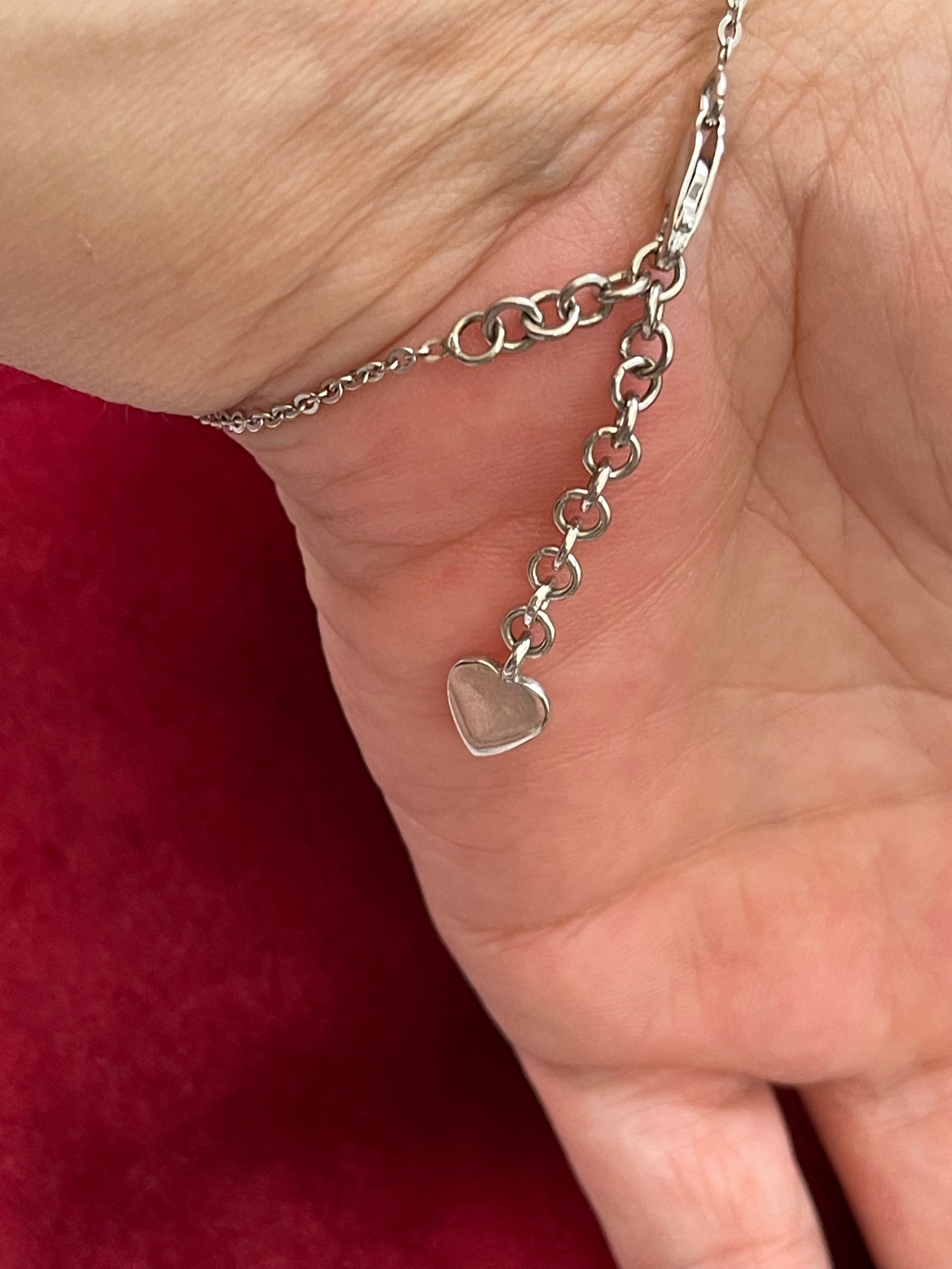 Bracelet Jonc Argent Rhodié breloques coeur et oxyde de zirconium Ref Bracelet Jonc Argent Rhodié breloques coeur et oxyde de zirconium Ref