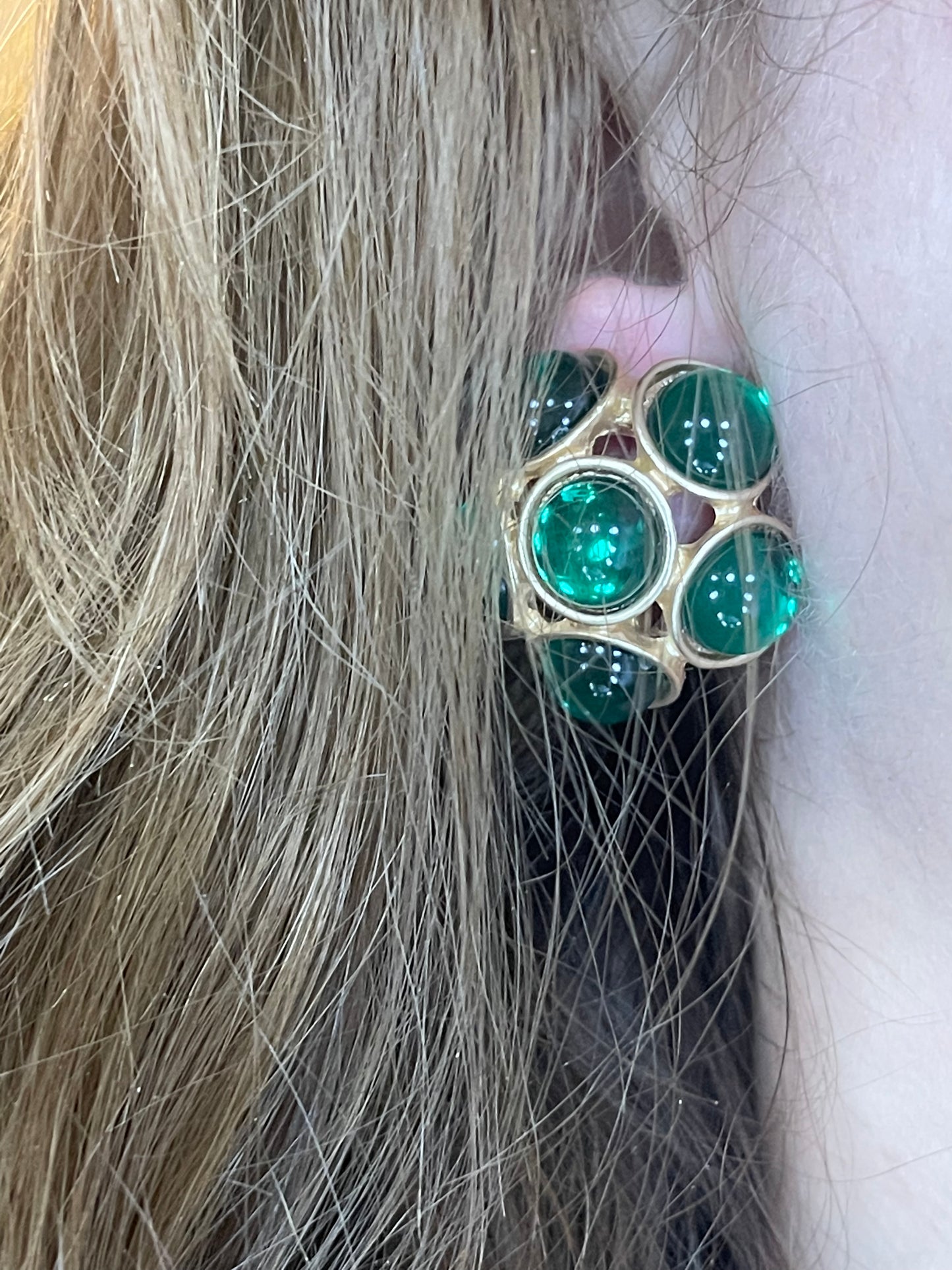 Boucles d'Oreilles Bouton Vert Inspiration YSL