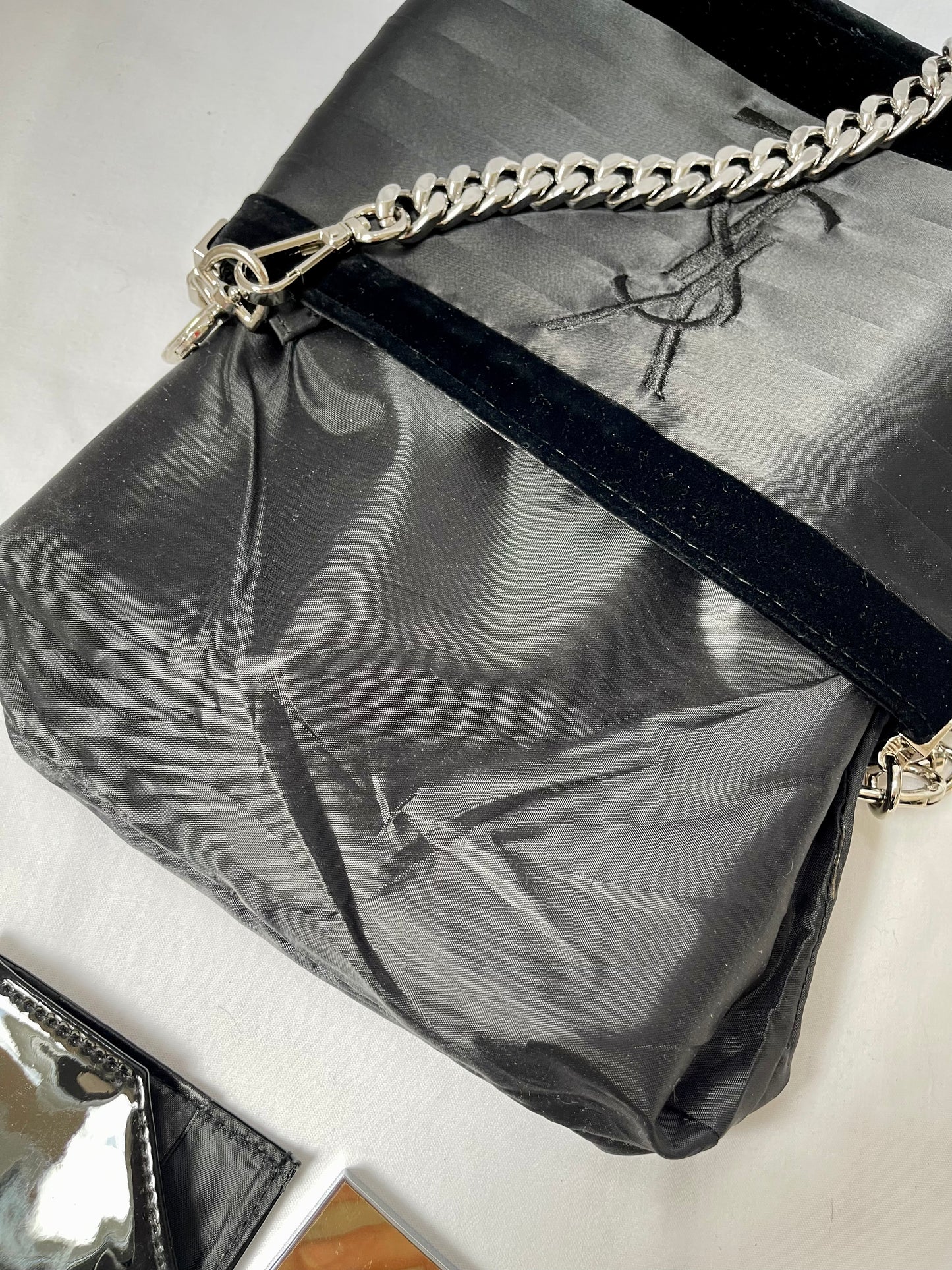 Black Satin Velvet Yves Saint Laurent Bag