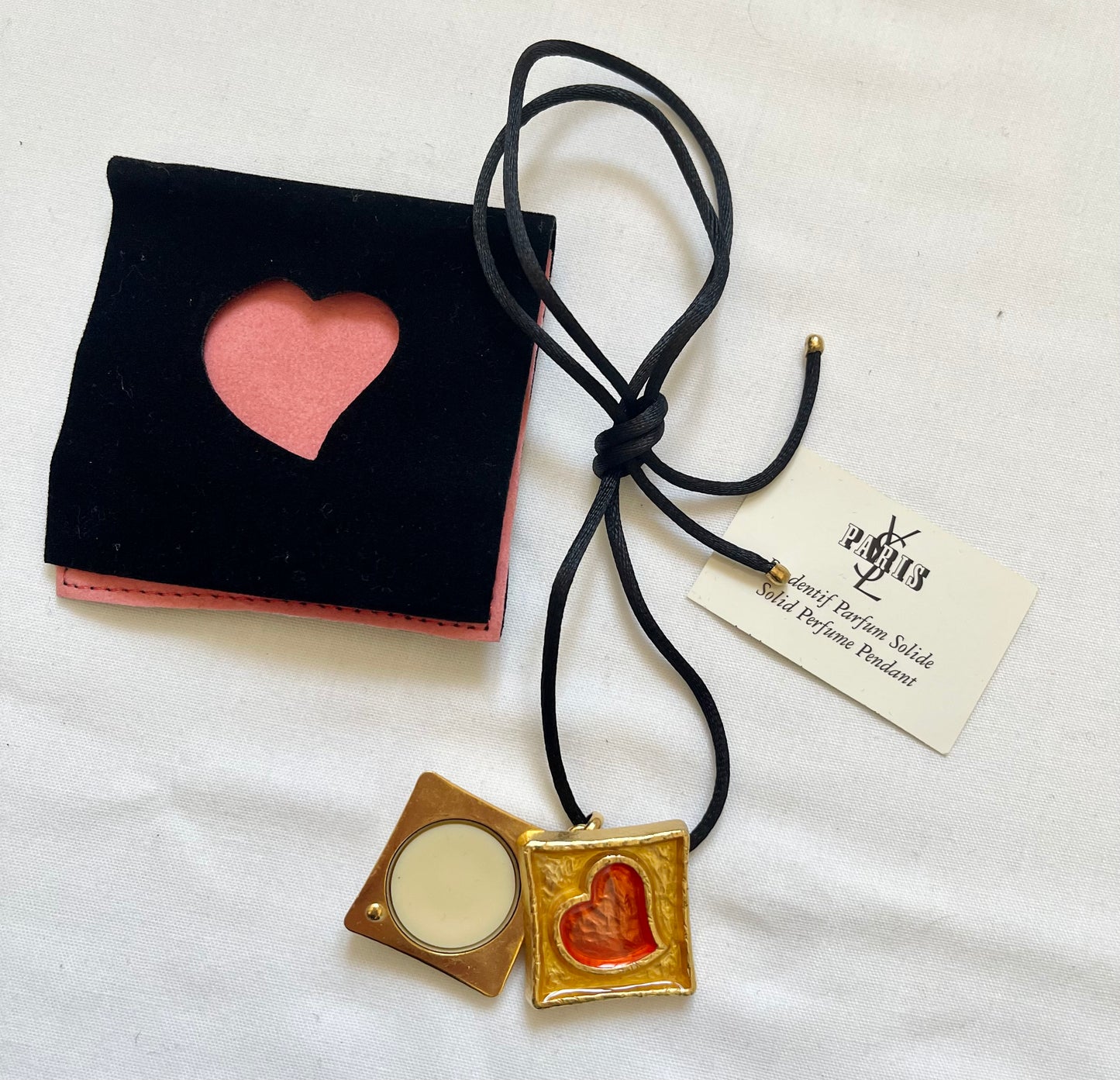 YSL Heart Solid Vintage Opium Perfume Pendant Necklace