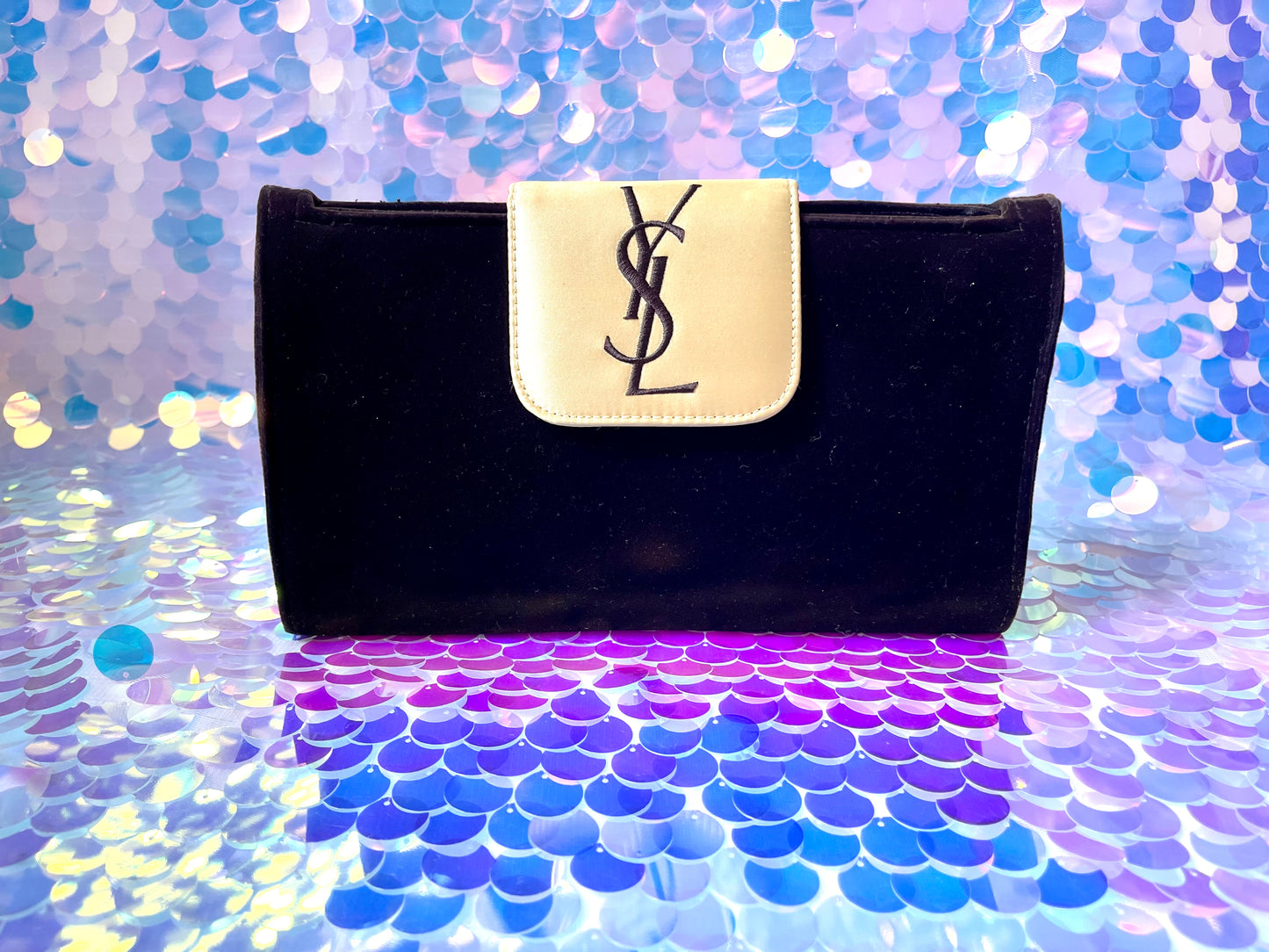 Brown velvet YSL clutch bag