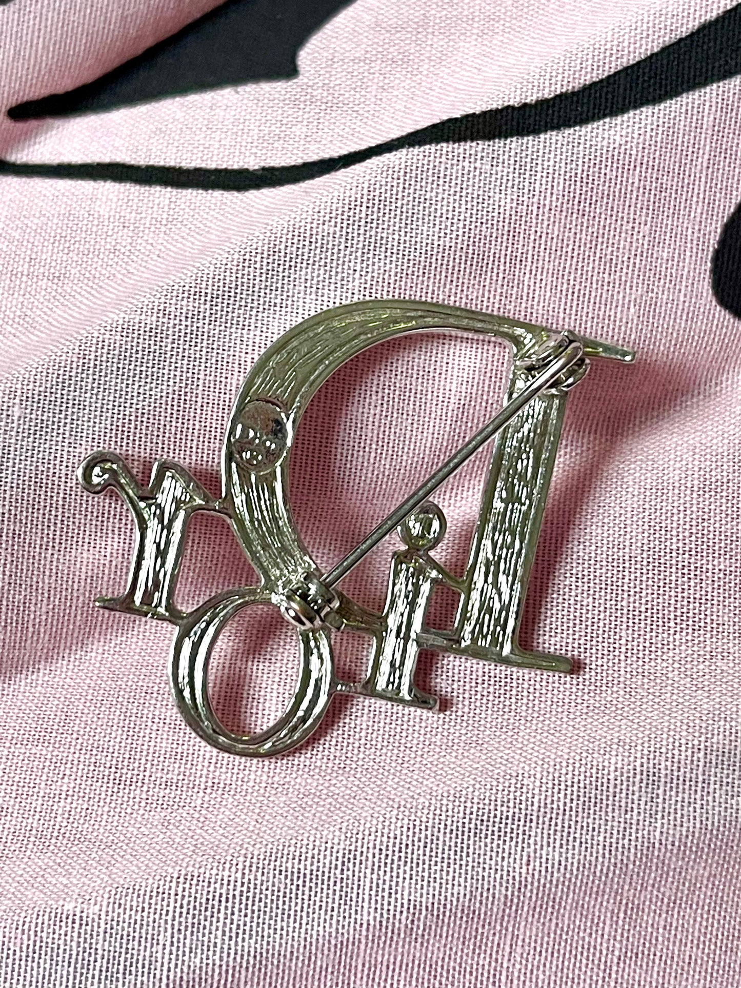 Silver Color Dior Classic Monogram Brooch