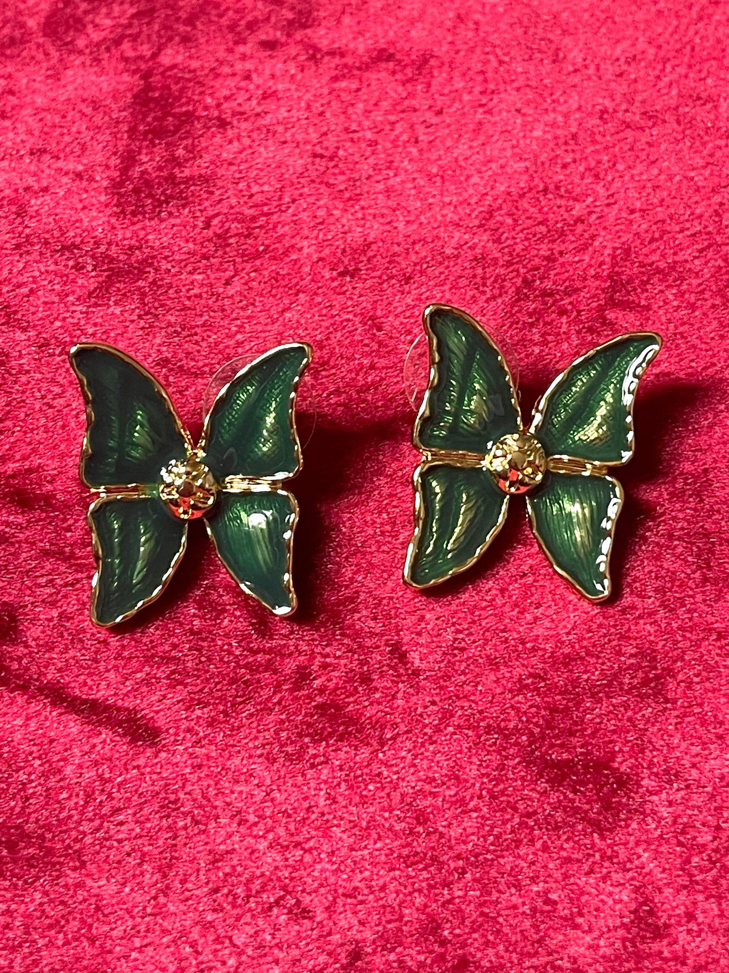 Boucles d'Oreilles Papillon Vert Design Vintage